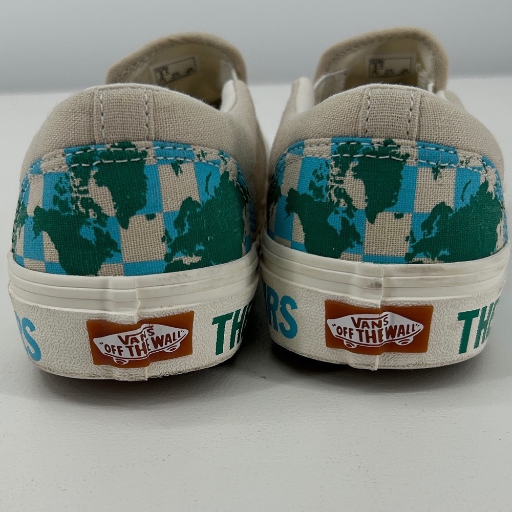 Vans Classic Slip-On Eco Theory World Map Checkerboard Mens 8.5 Womens 10 - Picture 7 of 9